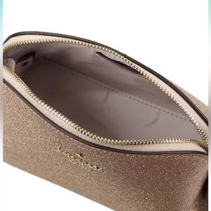 Kate Spade New York Shimmy Glitter Fabric Small Cosmetic Case (Rose Gold) - NWOT